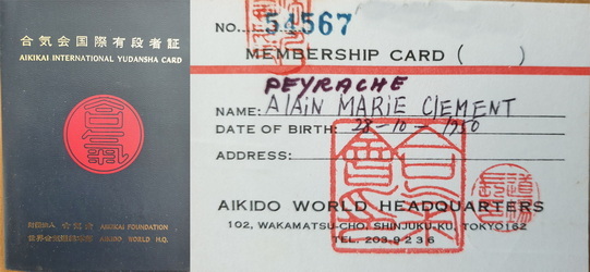 Aïkido carte ceinture noire de l'aïkikaï de Tokyo